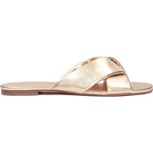 Flat mules made of golden leather