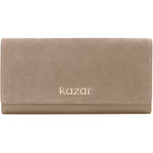 Large leather wallet for women with a suede flap