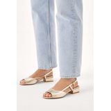 Elegant gold sandals with heel strap