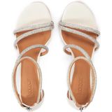 Kazar - Bruiloftssandalen - Wit - Leer - Zirkonia Band