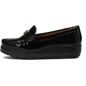 Kazar - Instappers - Zwart - Leer - Patentleren Platte Schoenen