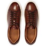 Kazar - Bruine Sneakers - Leer - Comfortabele Herensneakers met Witte Zool