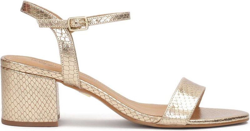 Kazar - Schoenen - Geel - Leer - Gouden Lage Sandalen met Hak