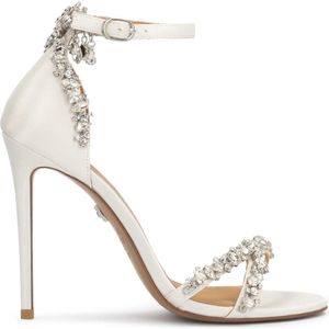 White wedding sandals decorated with zircons