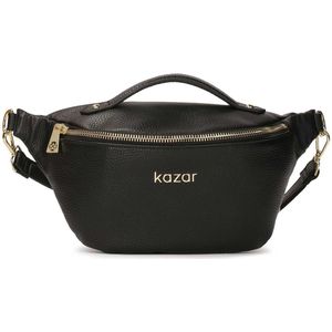 Leather hip bag in black color with gold hardware