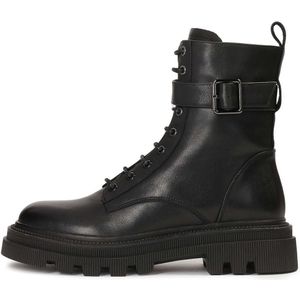 Veterboots - Zwart - Nerfleder - Met Rits en Vetersluiting