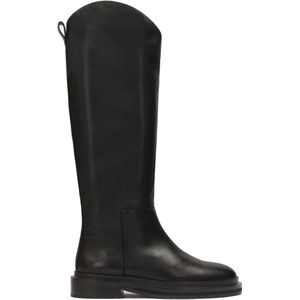 Kazar - Dames Schoenen - Zwart - Leer - Platte Instap Lederen Laarzen