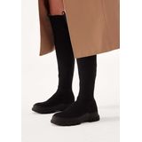 Flexible over the knee boots on a straight sole