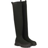 Flexible over the knee boots on a straight sole