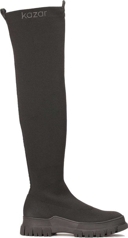 Flexible over the knee boots on a straight sole