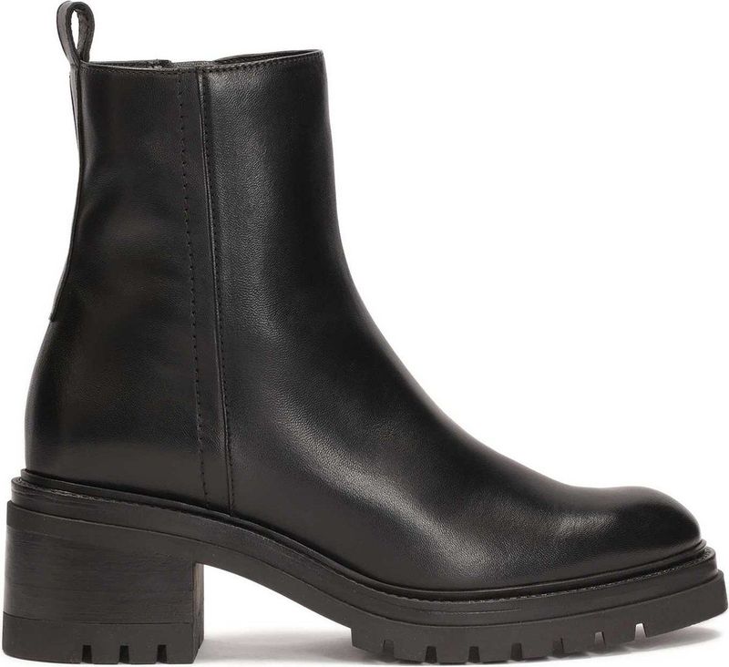 Kazar - Zwarte Laarzen - Leer - Middelhoge Hak - Rits aan Binnenkant