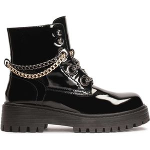 Lacquered chained boots