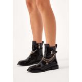 Laarzen - Zwart - Lakleer - Met Zilver- en Goudkleurige Kettingen