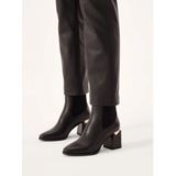 Kazar - Zwarte Kuitlaarzen - Leer - Brede Versierde Hak