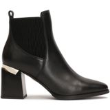 Kazar - Zwarte Kuitlaarzen - Leer - Brede Versierde Hak