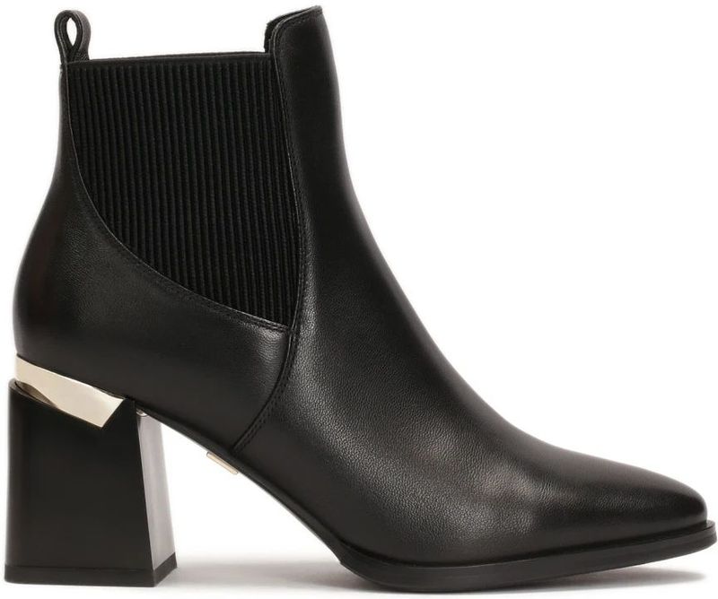 Kazar - Zwarte Kuitlaarzen - Leer - Brede Versierde Hak