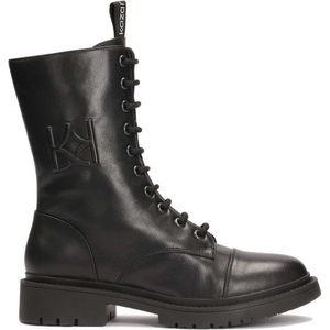 Kazar - Hoge Sneakers - Zwart - Leer - Platte Zool - Vetersluiting