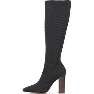 Kazar - Laarzen - Zwart - Stretchstof - Bruine Hak