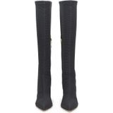 Kazar - Laarzen - Zwart - Elastische Stof - Bruine Hak