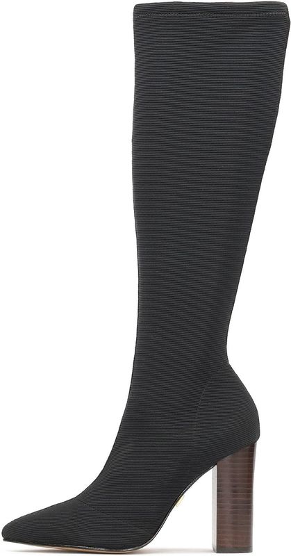 Kazar - Laarzen - Zwart - Elastische Stof - Bruine Hak