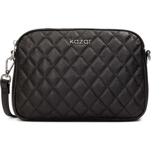 Kazar, Tassen, Dames, Zwart, ONE Size, Leer, Kleine zwarte crossbodytas met zilveren hardware