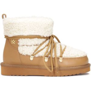 Brown and cream women's snow boots