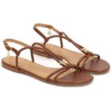 Kazar - Bruine Sandalen - Leer - Platte Zool - Dames