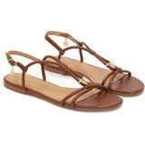 Kazar - Bruine Sandalen - Leer - Platte Zool - Dames