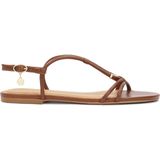 Kazar - Bruine Sandalen - Leer - Platte Zool - Dames