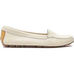 Leather moccasins with contrasting insert on the heel