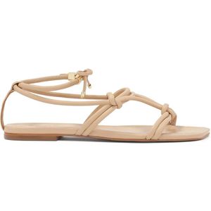Kazar - Gelaagde Platte Sandalen - Beige - Leer