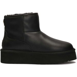 Sneeuwlaarzen - Zwart - Natuurlijk Leer - Warme Wollen Voering