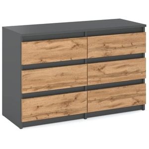 MRBLS Ladekast met 6 Laden Commode MDF Spaanplaat Dressoir Kleerkast Garderobe Modern Meubilair met Lades voor de Slaapkamer van de Woonkamer Gang (Grijs Mat Wotan) - 100 x 33,5 x 71,5 cm (B/D/H)