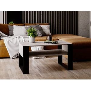 MRBLS Salontafel, modern rustiek design, woonkamertafel, bijzettafel, koffietafel, theetafel van hout (beton - zwart mat), 92 x 45 x 53,6 cm (b x h x d)