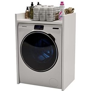 MRBLS Wasmachinekast, bovenbouwkast voor wasmachine en droger, wasdroger, badkamermeubel, wasmachinerek, vele kleuren, 66 x 97 x 48 cm (wit)