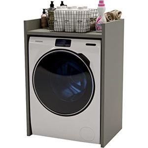 MRBLS Wasmachinekast, bovenbouwkast voor wasmachine, droger, wasdroger, badkamermeubel, wasmachinekast, vele kleuren, 66 x 97 x 62 cm, mat grijs