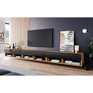 PIASKI Lowboard tv-kast, 300 cm, inclusief LED-verlichting, grote tv-kast, televisiekast, verschillende kleuren (Wotan/zwart)