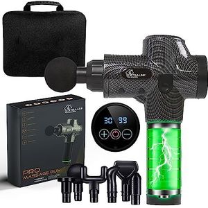 Extralink Massagepistool Pro Massagepistool, 6 verwisselbare punten, 30 verschillende snelheden, massageapparaat, nekmassageapparaat, spiermassageapparaat, tot 3800 omw/min, USB-C, ontspanning