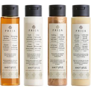 PRIJA - Cosmeticaset: haarshampoo, massagebalsem, hydraterende crème, bubbelbad 4x100ml