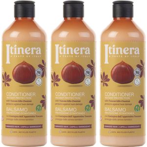 ITINERA - Conditioner voor beschadigd haar met kastanje uit de Toscaanse heuvels, 96% natuurlijke ingrediënten, 370 ml (3 stuks)