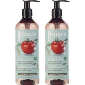 ITINERA - Regenererende Vloeibare Zeep met Sorrento Tomatenschil, 95% Natuurlijke Ingrediënten 370 ml / 2 stuks