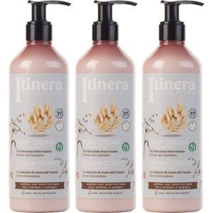 ITINERA - Crème, bodylotion voor de normale en gevoelige huid, met haver uit Veneto, 97% natuurlijke ingrediënten 370 ml (3 stuks)