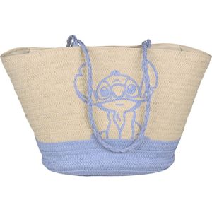 Stitch Disney - Straw shopper met rits, grote geweven tas