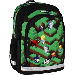 Pixel Game - Schoolrugzak met reflectoren, rugzak voor jongens, 40x29x20