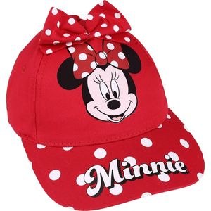 Minnie Mouse - Meisjespet, rode pet met strik / 54 cm