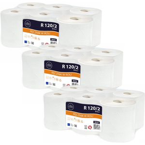 ELLIS Ecoline - Tweelaags cellulose papieren handdoek, duurzaam / 18 rollen