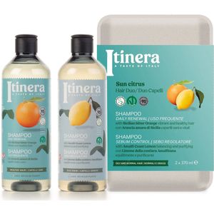 ITINERA Geschenkset: Shampoo met Siciliaanse Bittere Sinaasappel + Citroenshampoo 2x370ml