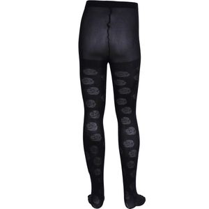 2x Zwarte panty met rozen