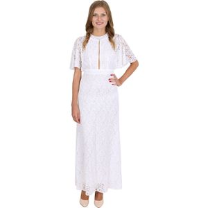 John Zack Elegante witte kanten maxi jurk