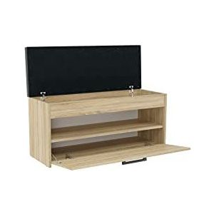 BDW Schoenenkast schoenenbank met zitvlak schoenenrek, schoenenrek, 100x35x49cm - hal, woonkamer, slaapkamer, perfecte oplossing bij gebrek aan ruimte voor schoenen (eiken Sonoma)